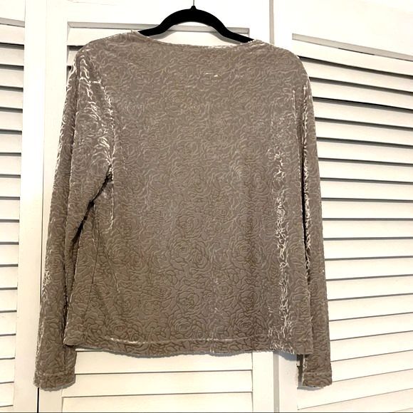 Preston and York Velvet Floral Neutral Long Sleeve Blouse size M - Picture 4 of 6